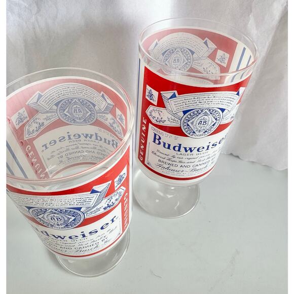 Budweiser glasses set/2 beer cup steins mugs bud memorabilia vintage 1970 1980s - Picture 5 of 6